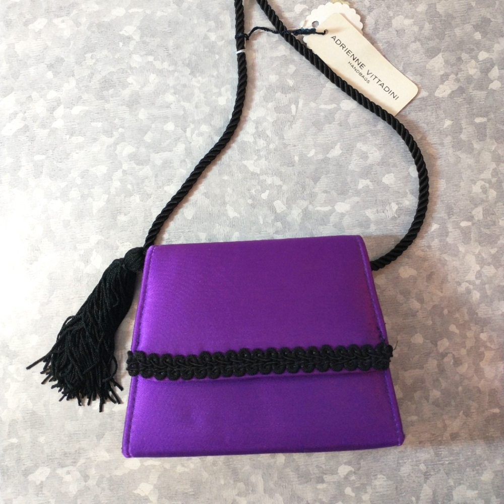 Adrienne Vittadini Purple Satin Evening Bag